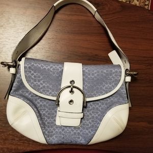 Coach blue fabric and white leather Hobo bag. New.